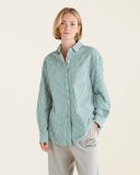Roots Poplin Relaxed Shirt - GREEN STRIPE