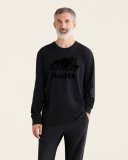 Roots Mens Organic Cooper Beaver Long Sleeve T-Shirt - BLACK/BLACK
