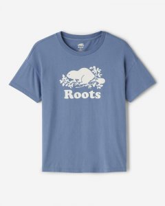 Roots Womens Organic Relaxed Cooper T-Shirt - SATIN BLUE