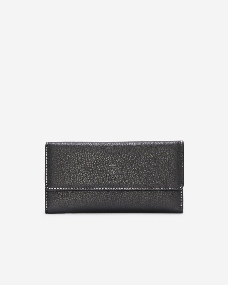 Roots Medium Trifold Clutch Prince - BLACK