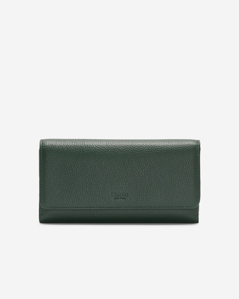 Roots Large Chequebook Clutch Cervino - FOREST GREEN