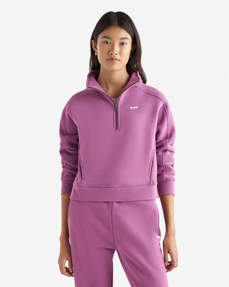 Roots Cloud Fleece Half Zip Sweatshirt - ARGYLE PURPLE