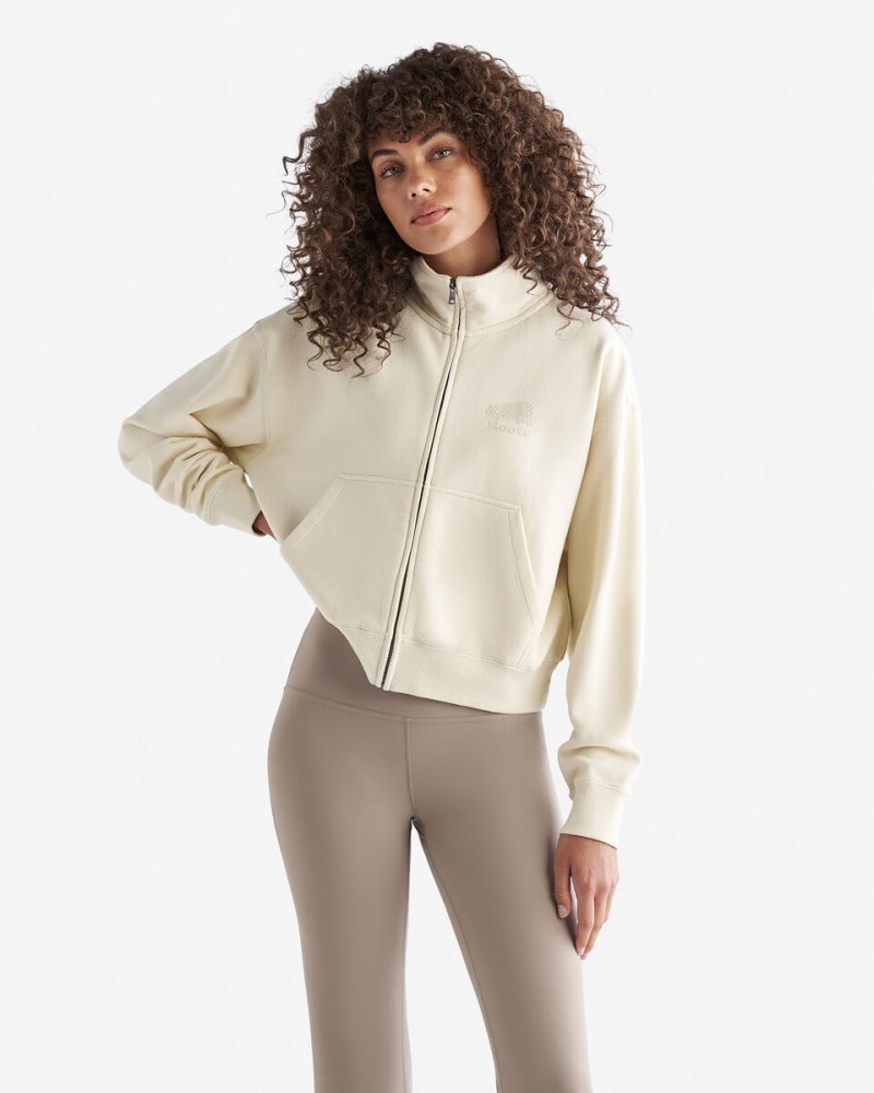 Roots Organic Cooper Track Full Zip Jacket - ALMOND MILK