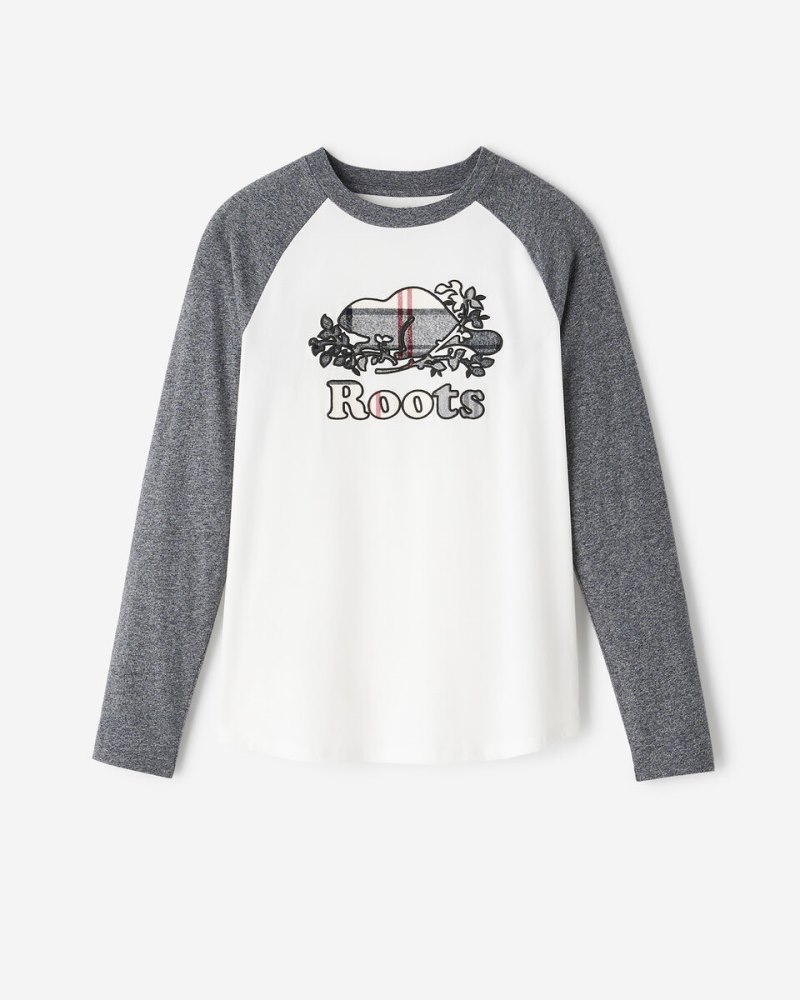 Roots Womens Inglenook Plaid Long Sleeve T-shirt - SALT & PEPPER