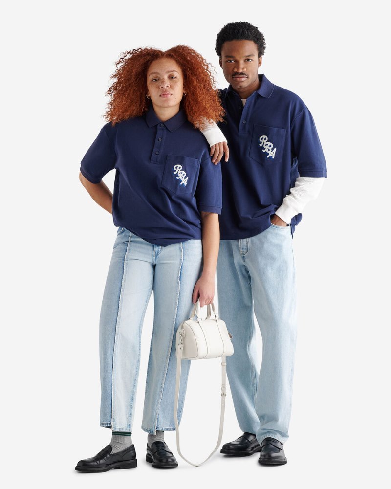 Roots RBA Oversized Short Sleeve Pocket Polo - NAVY BLAZER