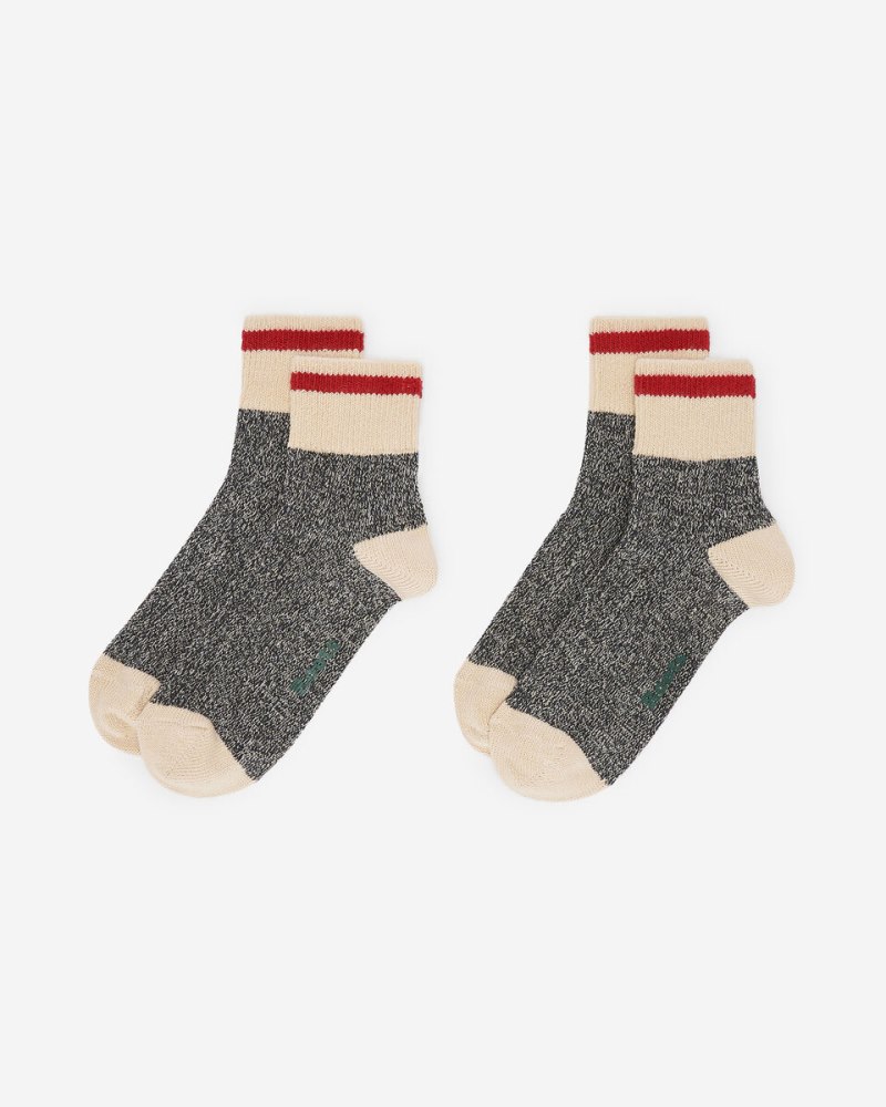 Roots Adult Classic Cabin Ankle Sock 2 Pack - SALT & PEPPER