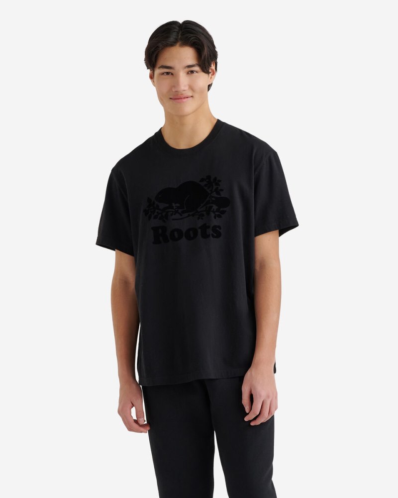 Roots Mens Organic Cooper Beaver T-shirt - BLACK/BLACK