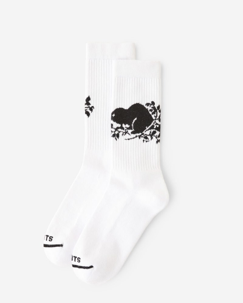 Roots Adult Cooper Beaver Sock - WHITE