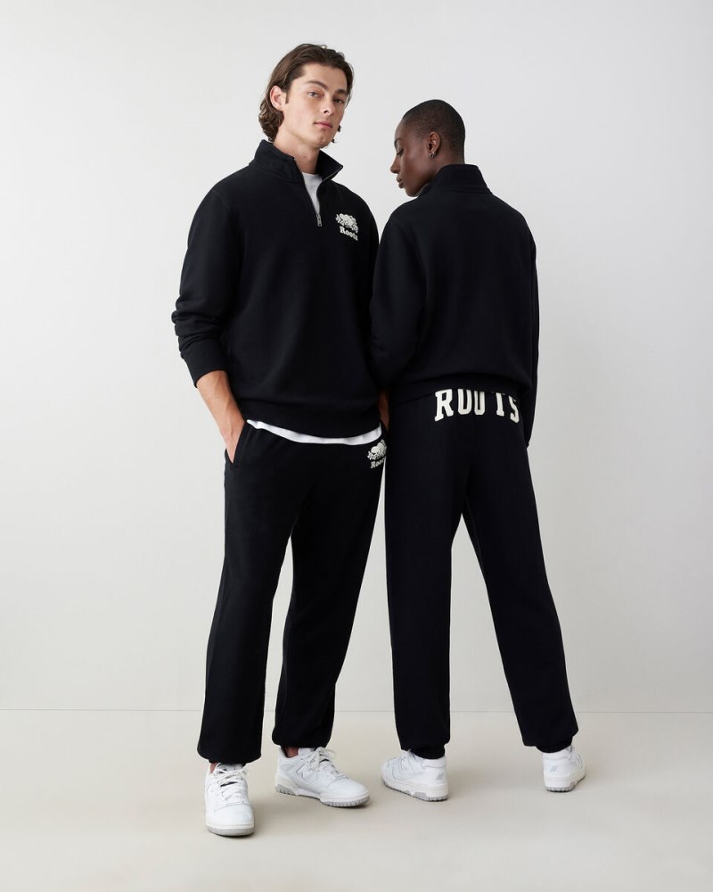 Roots Organic Original Half Zip Stein - BLACK