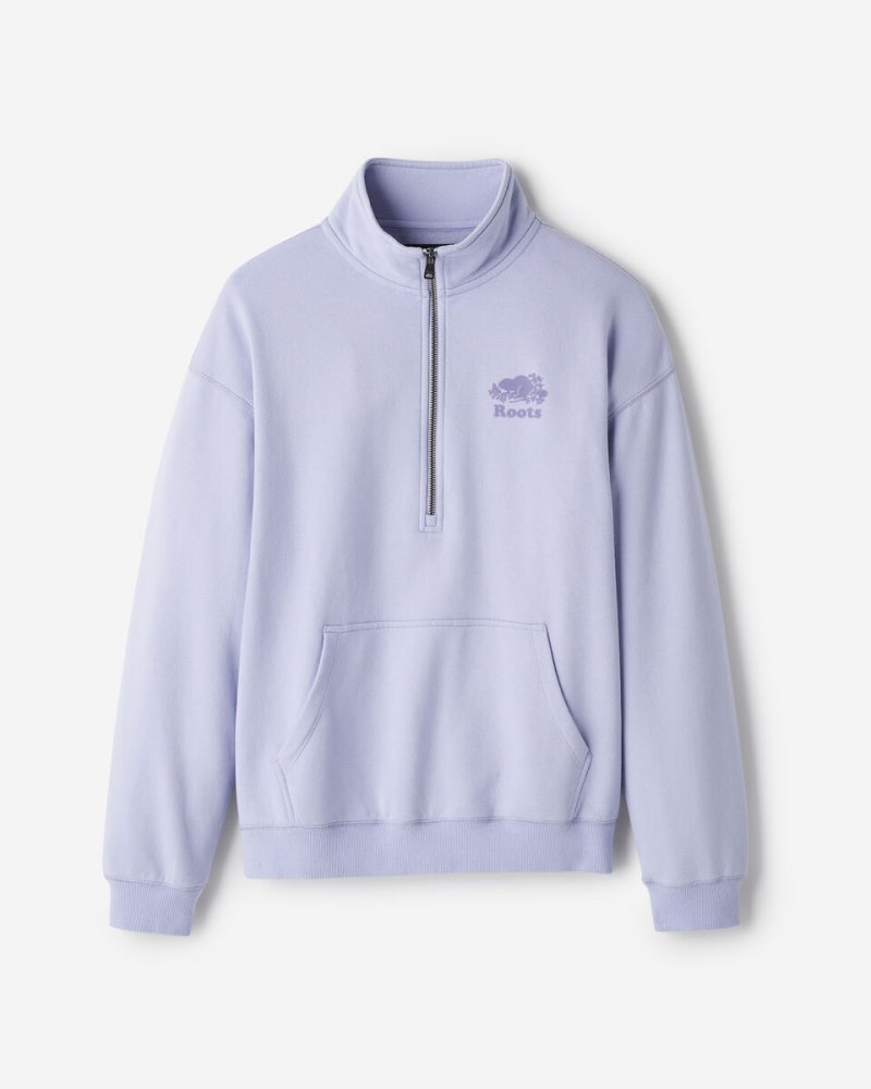 Roots Organic Cooper Relaxed Half Zip Stein - COSMIC SKY