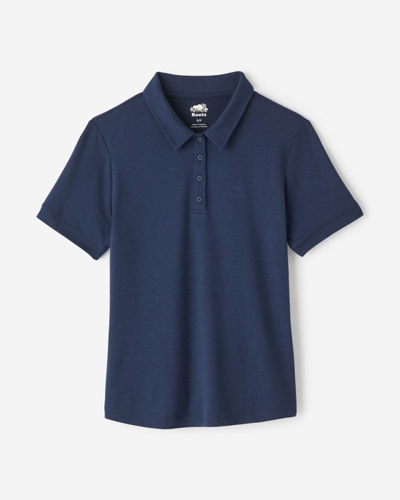 Roots Renew Short Sleeve Polo - NAVY BLAZER MIX