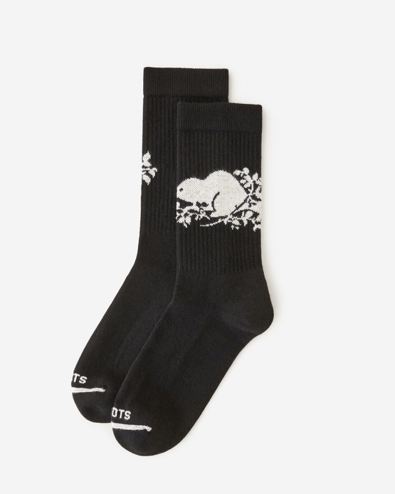 Roots Adult Cooper Beaver Sock - BLACK