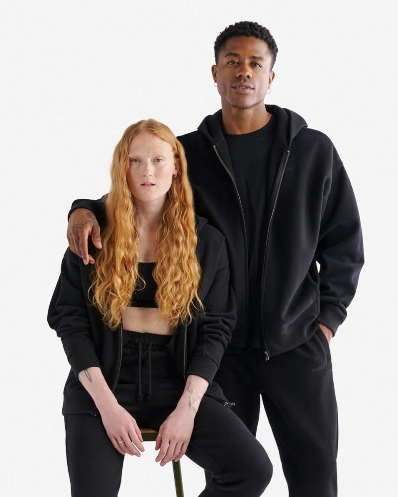 Roots One Zip Hoodie - BLACK