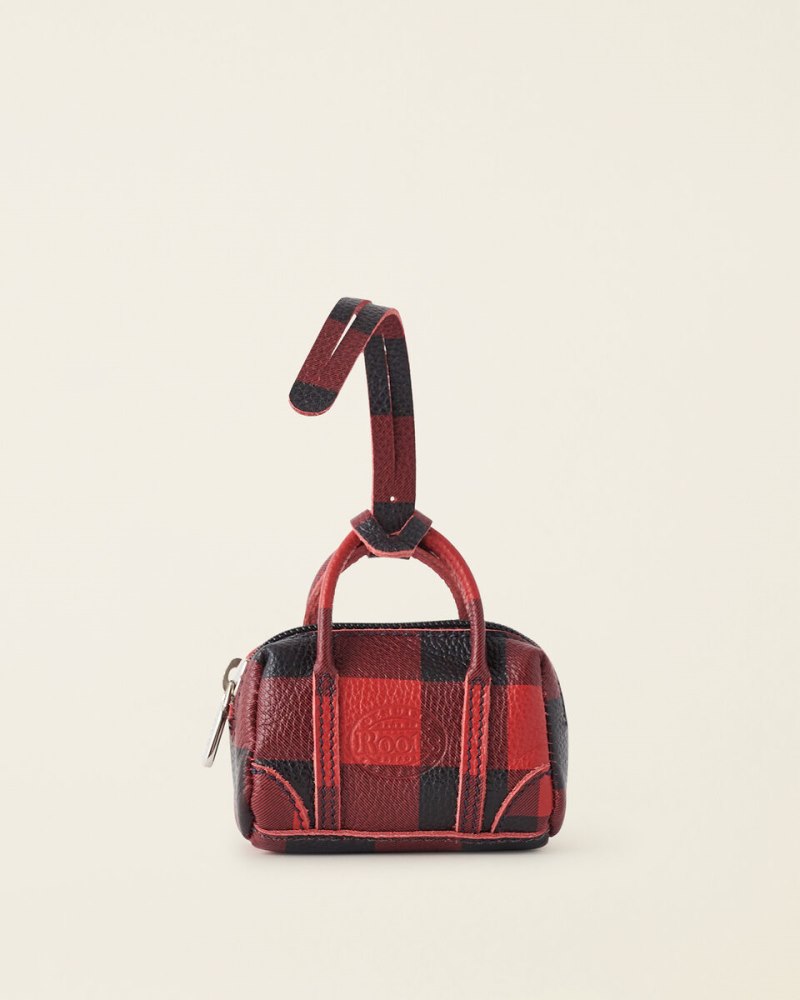Roots Upcycle Banff Bag Charm Cervino Park Plaid - CABIN RED