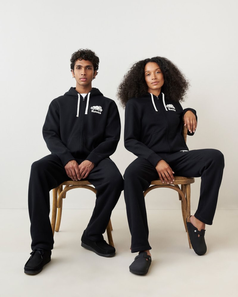 Roots Organic Original Full Zip Hoodie - BLACK