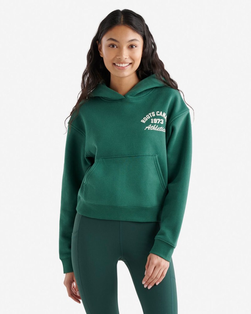 Roots 1973 Athletics Shrunken Hoodie - FOREST GREEN
