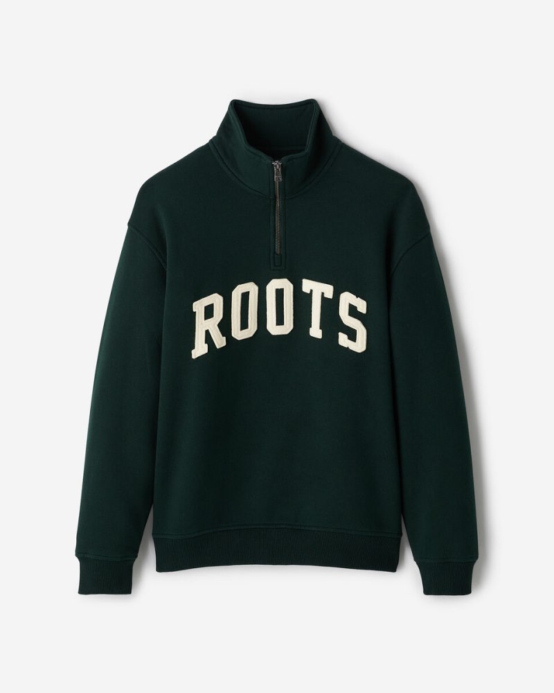 Roots Applique Half Zip Stein - VARSITY GREEN
