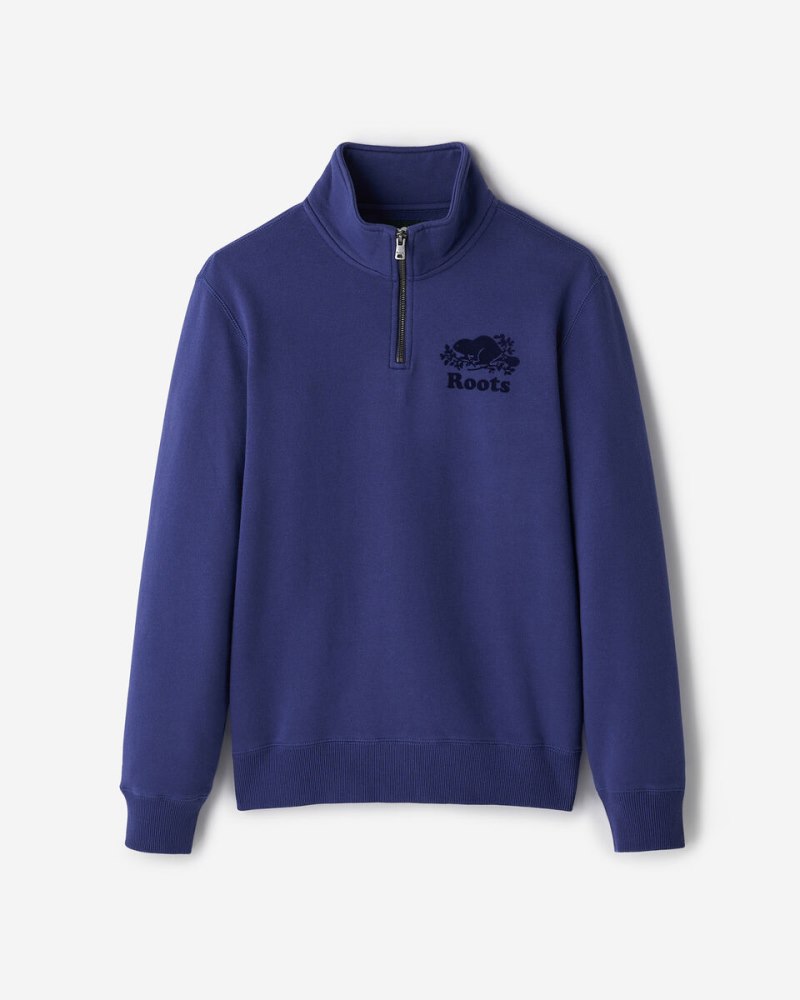 Roots Organic Original Half Zip Stein - BLUE ECLIPSE