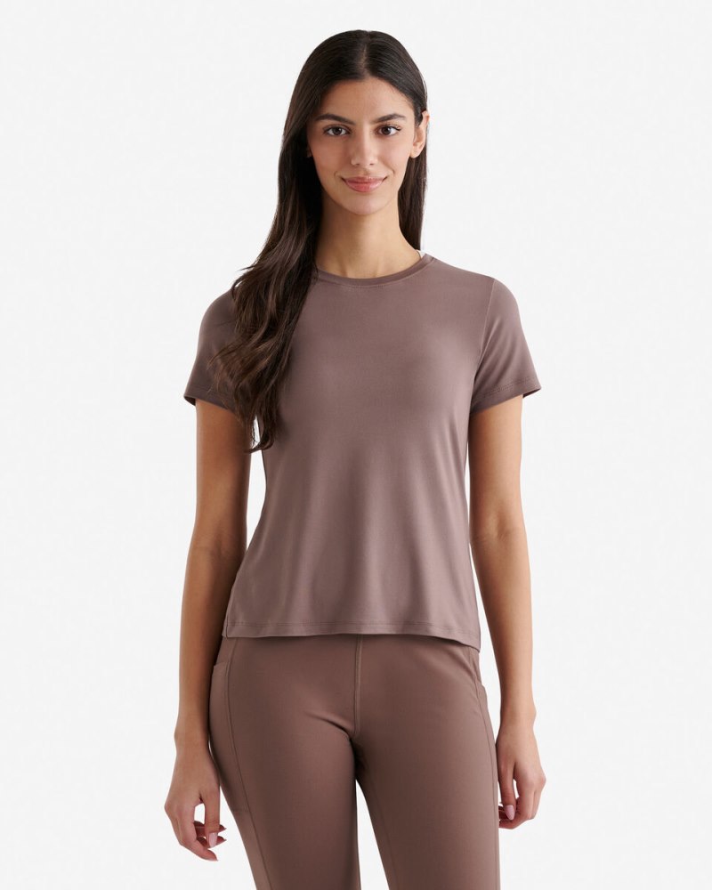 Roots Renew Knit Fitted T-Shirt - CINDER BROWN