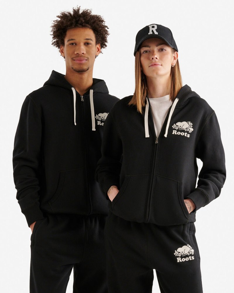 Roots Organic Original Full Zip Hoodie - BLACK