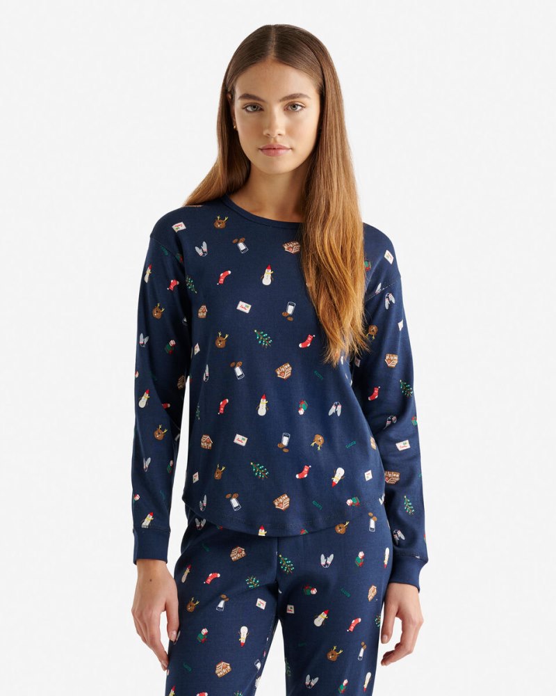 Roots Womens Holiday Pajama Top - NAVY BLAZER