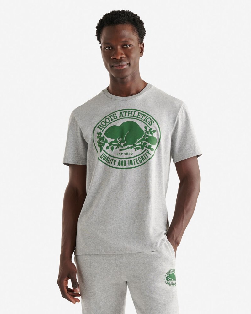 Roots Mens Heritage Beaver T-Shirt - GREY MIX