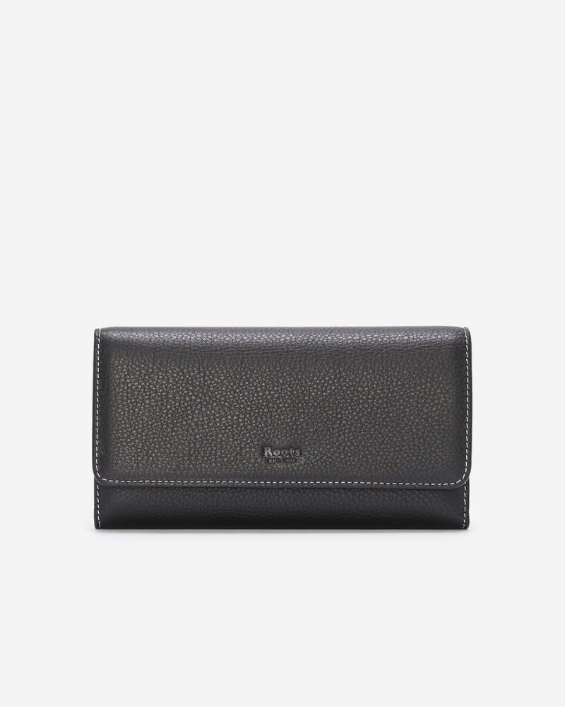 Roots Large Chequebook Clutch Prince - BLACK