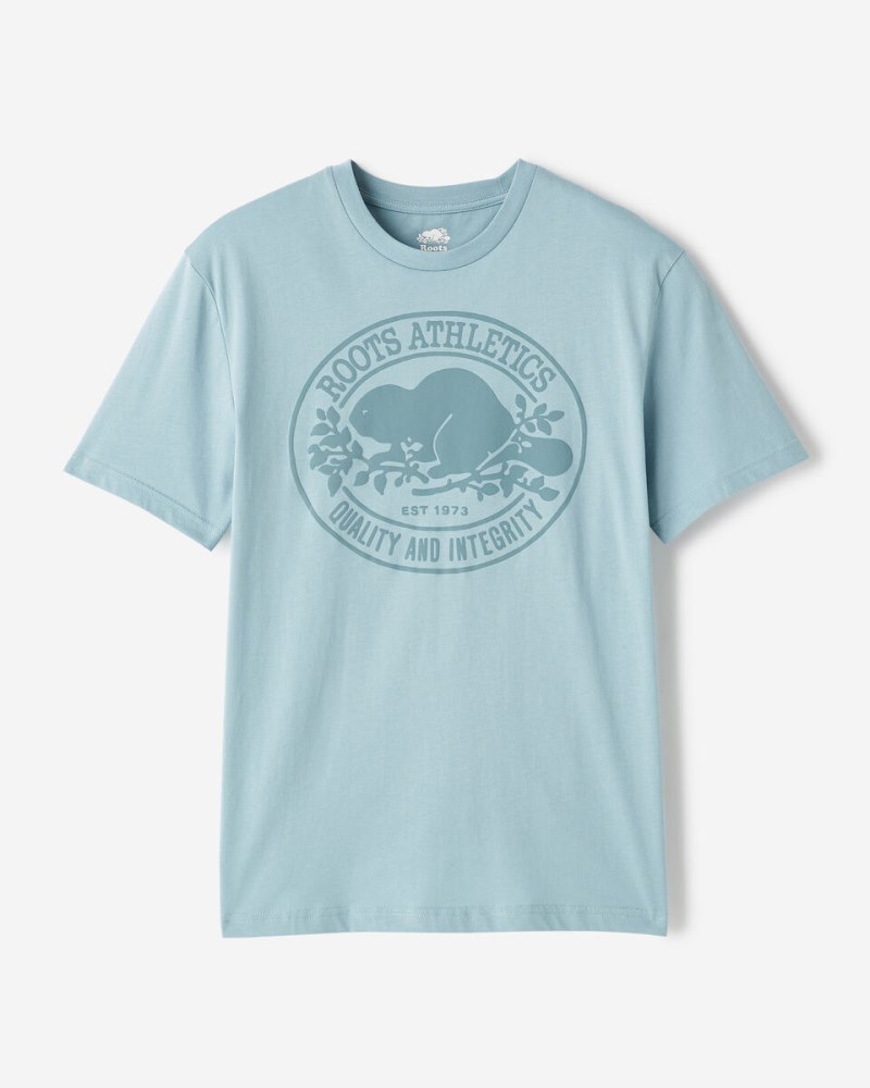 Roots Mens Heritage Beaver T-Shirt - ATLANTIC BLUE