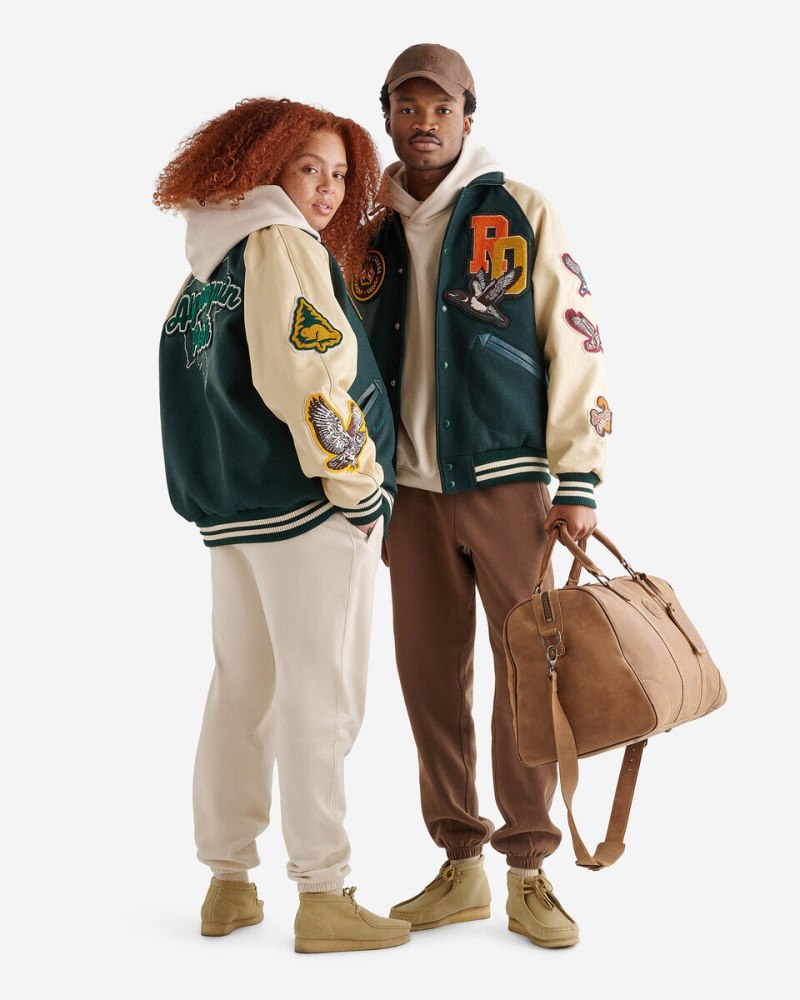 Roots Outdoors &rsquo;24 Varsity Jacket - PARK GREEN/ECRU