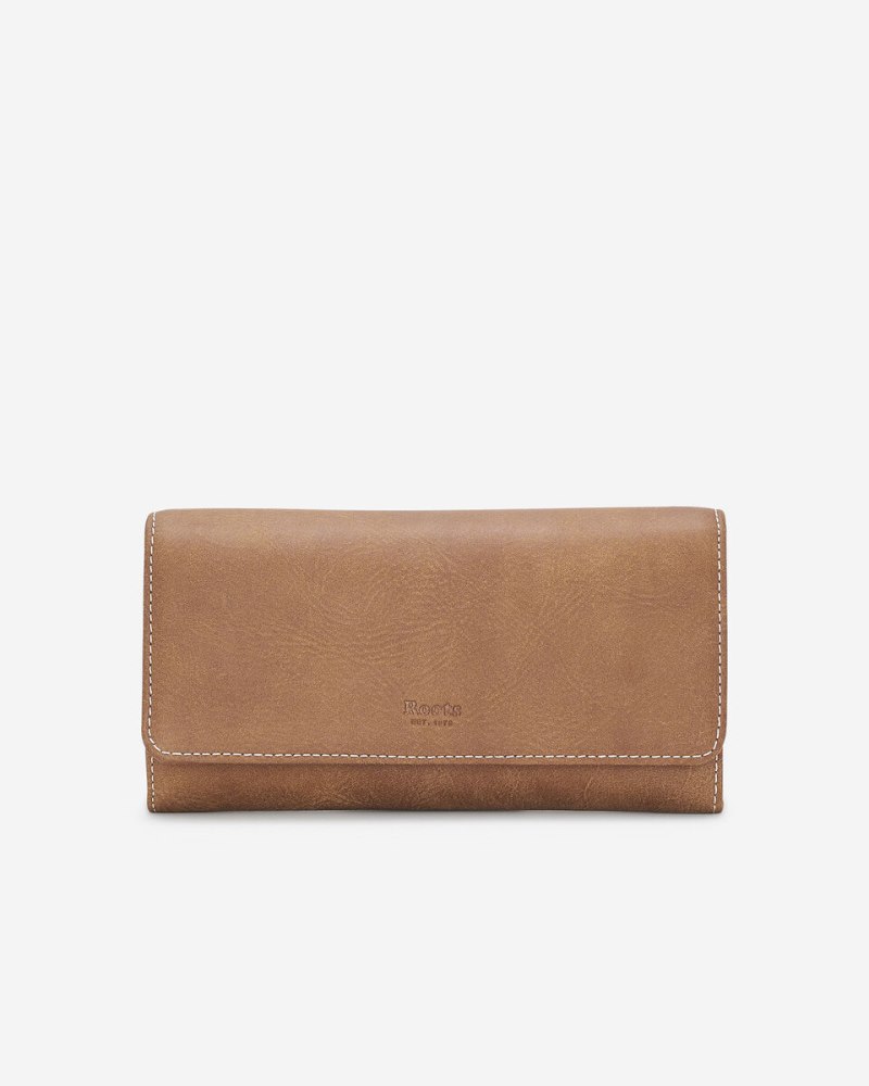 Roots Large Chequebook Clutch Tribe - NATURAL