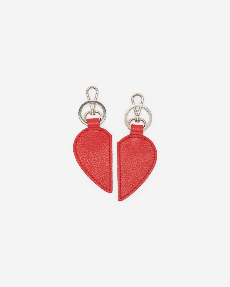 Roots Double Heart Keychain Cervino - RACING RED